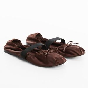 Mango Satin Ballet Flats - Chocolate Brown (Size 40)